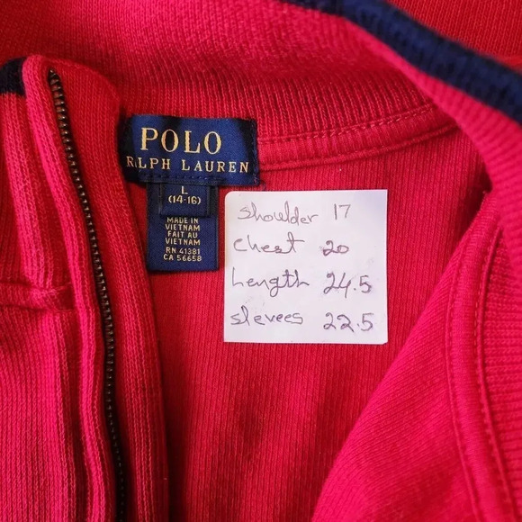 Polo Ralph Lauren Sweater Men Size Large Red Cotton Pullover 1/4 Zip Mock Neck - Picture 4 of 9
